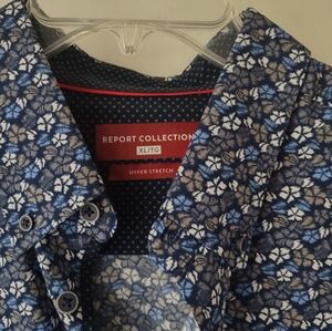 Report Collection Navy Blue Floral Shirt